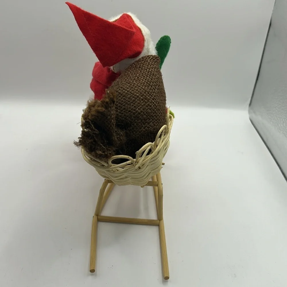 Vintage Annalee Santa on Wicker Sled